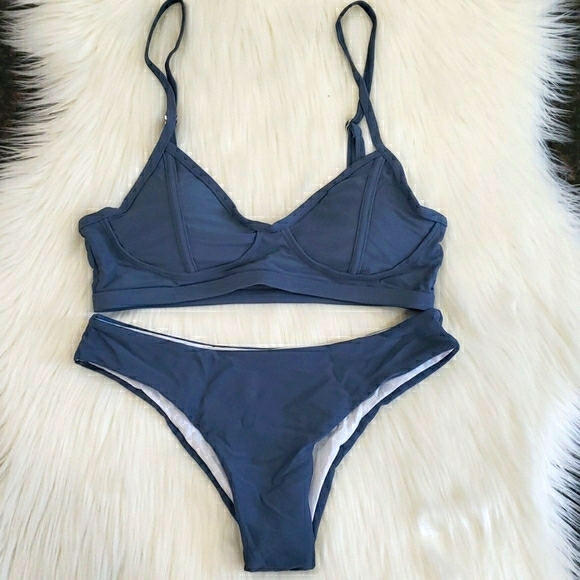 New Gray Bralette Swimsuit Bikini Set - Picture 4 of 9